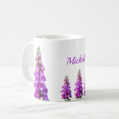 Mug monogramme floral fleur sauvage rose violet (Devant gauche)