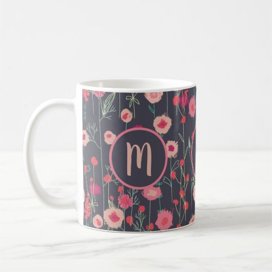 Mug Monogramme floral foncé (Gauche)