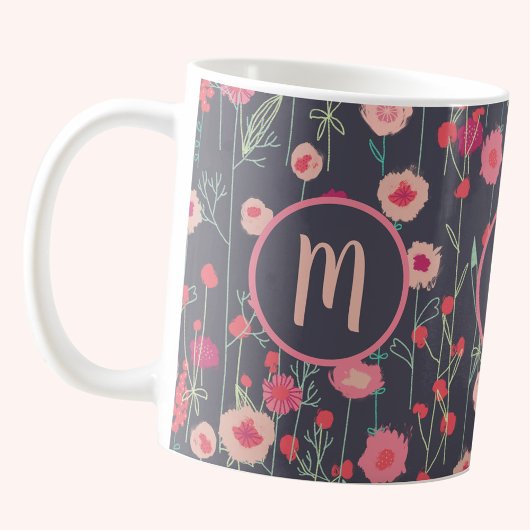 Mug Monogramme floral foncé