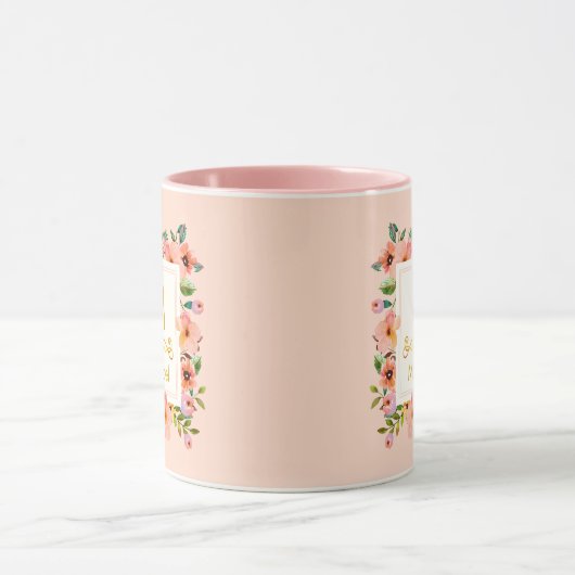 Mug Monogramme Floral I Nom Personnalisé & Cadeau Init (Centre)