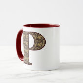 Mug Monogramme floral initial P Élégant (Devant gauche)
