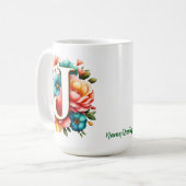 Mug Monogramme floral J avec fleurs pastel (Devant gauche)