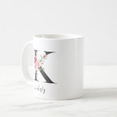 Mug Monogramme Floral K Aquarelle Nom (Devant gauche)