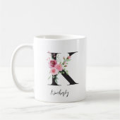 Mug Monogramme Floral K Aquarelle Nom (Gauche)