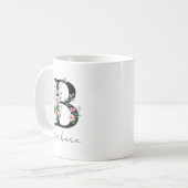 Mug Monogramme floral – Lettre B (Devant gauche)