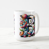 Mug Monogramme Floral - Lettre B (Devant droit)