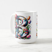 Mug Monogramme Floral - Lettre B (Devant gauche)