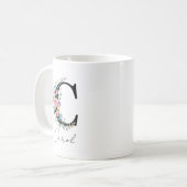 Mug Monogramme floral – Lettre C (Devant gauche)