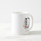 Mug Monogramme floral – Lettre D (Devant droit)