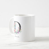 Mug Monogramme floral – Lettre D (Devant gauche)