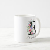 Mug Monogramme floral – Lettre E (Devant droit)
