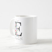 Mug Monogramme floral – Lettre E (Devant gauche)