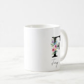 Mug Monogramme floral – Lettre F (Devant droit)