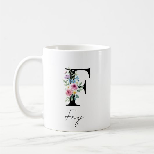 Mug Monogramme floral – Lettre F (Gauche)