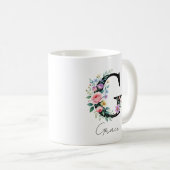 Mug Monogramme floral – Lettre G (Devant droit)