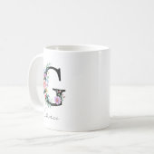 Mug Monogramme floral – Lettre G (Devant gauche)
