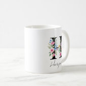 Mug Monogramme floral – Lettre H (Devant droit)