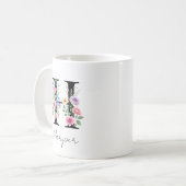 Mug Monogramme floral – Lettre H (Devant gauche)