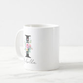 Mug Monogramme floral – Lettre I (Devant gauche)