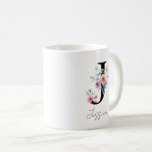 Mug Monogramme floral – Lettre J (Devant droit)