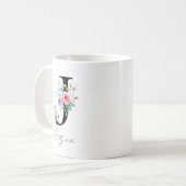Mug Monogramme floral – Lettre J (Devant gauche)