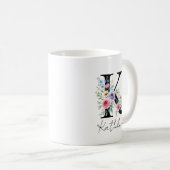 Mug Monogramme floral – Lettre K (Devant droit)