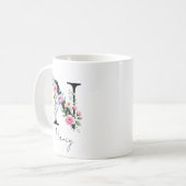 Mug Monogramme floral – Lettre N (Devant gauche)