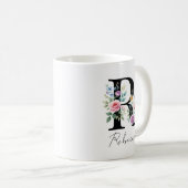 Mug Monogramme floral – Lettre R (Devant droit)