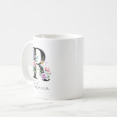 Mug Monogramme floral – Lettre R (Devant gauche)