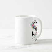 Mug Monogramme floral – Lettre S (Devant droit)