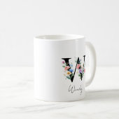 Mug Monogramme floral – Lettre W (Devant droit)