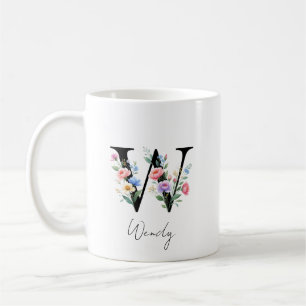 Mug Monogramme floral – Lettre W