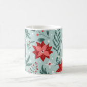 Mug Monogramme floral moderne de Poinsettias et Berrie (Centre)