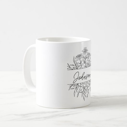 Mug Monogramme floral monochrome (Devant gauche)