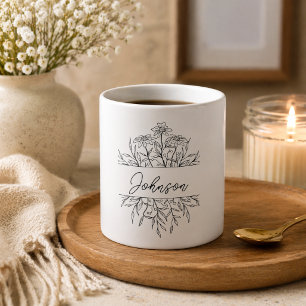 Mug Monogramme floral monochrome