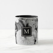 Mug Monogramme floral noir et blanc (Centre)