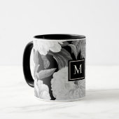 Mug Monogramme floral noir et blanc (Devant gauche)