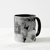 Mug Monogramme floral noir et blanc (Devant droit)