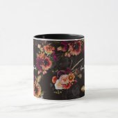 Mug Monogramme floral orange fuchsia élégant (Centre)