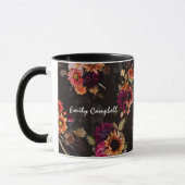 Mug Monogramme floral orange fuchsia élégant (Gauche)
