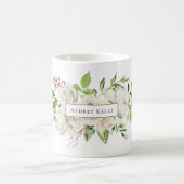 Mug Monogramme floral peint en blanc (Centre)