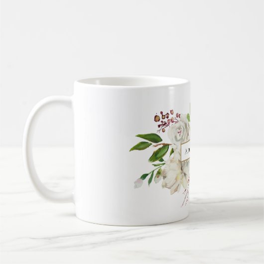 Mug Monogramme floral peint en blanc (Gauche)