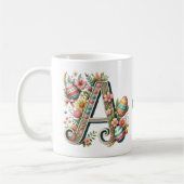 Mug Monogramme floral personnalisé de Pâques avec nom (Gauche)