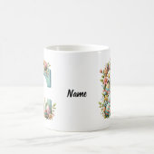 Mug Monogramme floral personnalisé de Pâques avec nom (Centre)