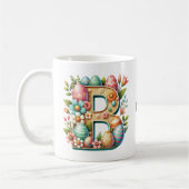 Mug Monogramme floral personnalisé de Pâques avec nom (Gauche)