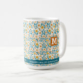 Mug Monogramme floral personnalisé et nom (Devant droit)
