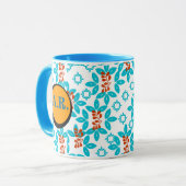 Mug Monogramme floral rétro (Devant gauche)