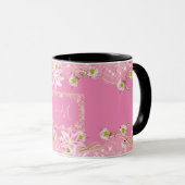 Mug Monogramme floral Rose (Devant droit)