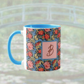 Mug Monogramme Floral Rose Bleu De Style William Morri