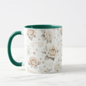 Mug Monogramme floral rose crème romantique (Gauche)